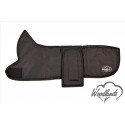 WOODLANDS BLACK DAXI DACHSHUND COAT - GREY SHERPA FLEECE LINING