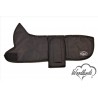 WOODLANDS BLACK DAXI DACHSHUND COAT - GREY SHERPA FLEECE LINING