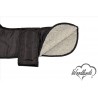 WOODLANDS BLACK DAXI DACHSHUND COAT - GREY SHERPA FLEECE LINING