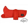 WOODLANDS RED DAXI DACHSHUND COAT - GREY SHERPA FLEECE LINING