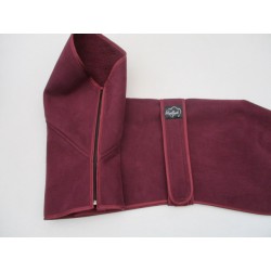 GREYHOUND COAT HI ZIPPED FUNNEL NECK BURGUNDY FAUX SUEDE