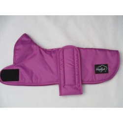 WOODLANDS CERISE DAXI DACHSHUND COAT - GREY SHERPA FLEECE LINING