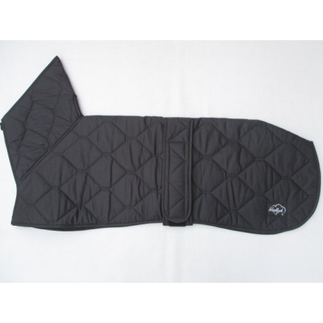 GREYHOUND COAT HI ZIPPED FUNNEL NECK BLACK QUILTED