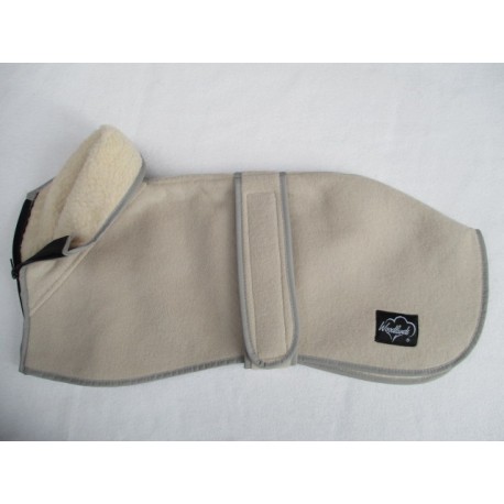 WOODLANDS WHIPPET ZIPPED HI NECK BEIGE WARM FLEECE COAT