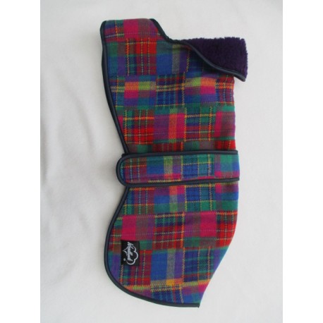 WOODLANDS WOOL Norfolk Whippet Coats - Multi Coloured Pink Purple Blue Pattern
